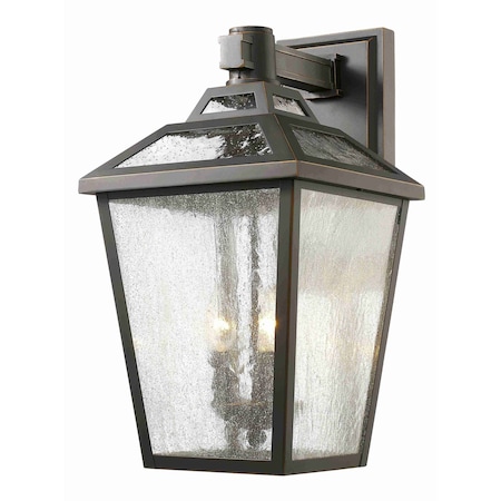 Bayland 3 Light Outdoor Wall Light, Oil Rubbed Bronze And Clear Seedy